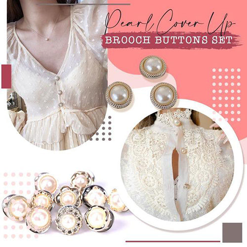 Pearl Cover Up Brooch Buttons Set